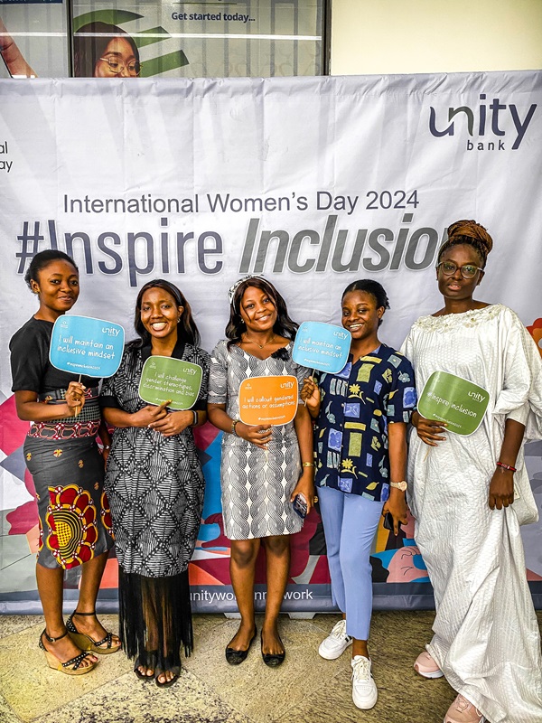 Some Unity Bank staff pose for a shot during the IWD celebration 
